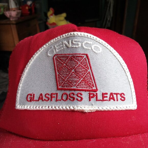 Deadstock Vintage Gensco Glasfloss Pleats Patch Snap Trucker Hat Cap - Picture 2 of 8